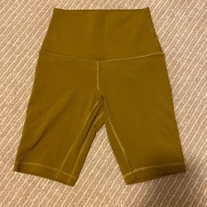 Yellow lululemon biker shorts